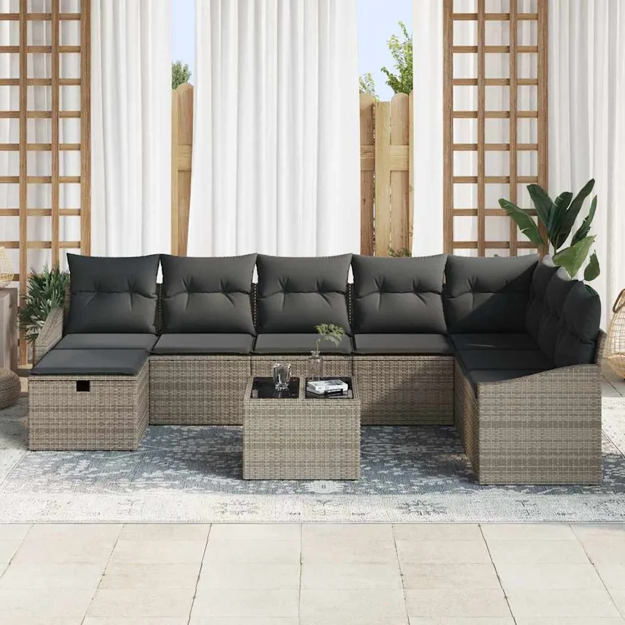 Ensemble de Canapés avec coussin 8 pcs polyrotin - 3