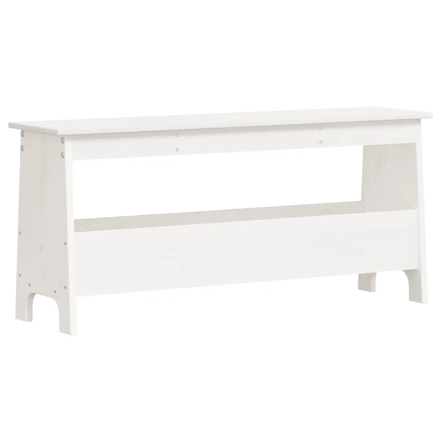 Banc d'entrée Blanc 100x28x45 cm Bois massif Pin - 2