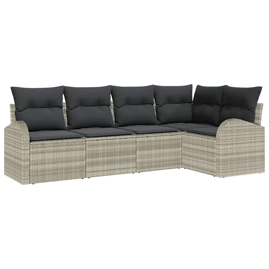 Ensemble de canapé de jardin 5 pcs Gris clair polyrotin - 2
