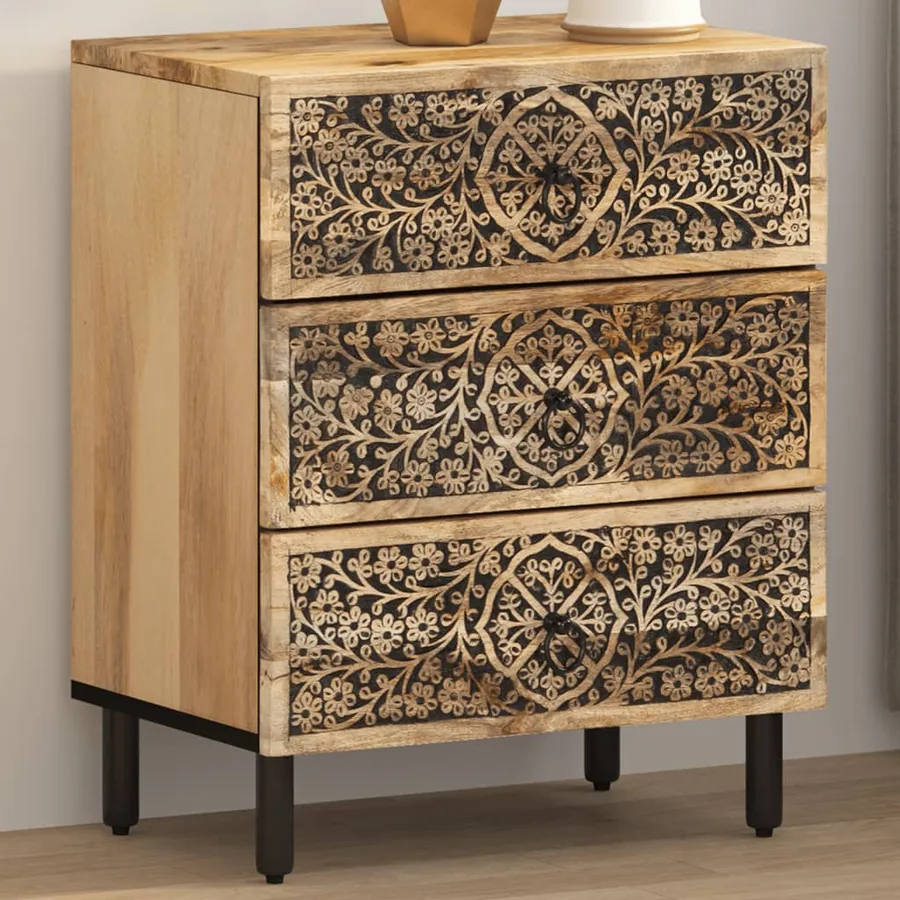 Table de chevet 50x33x60 cm bois de manguier massif