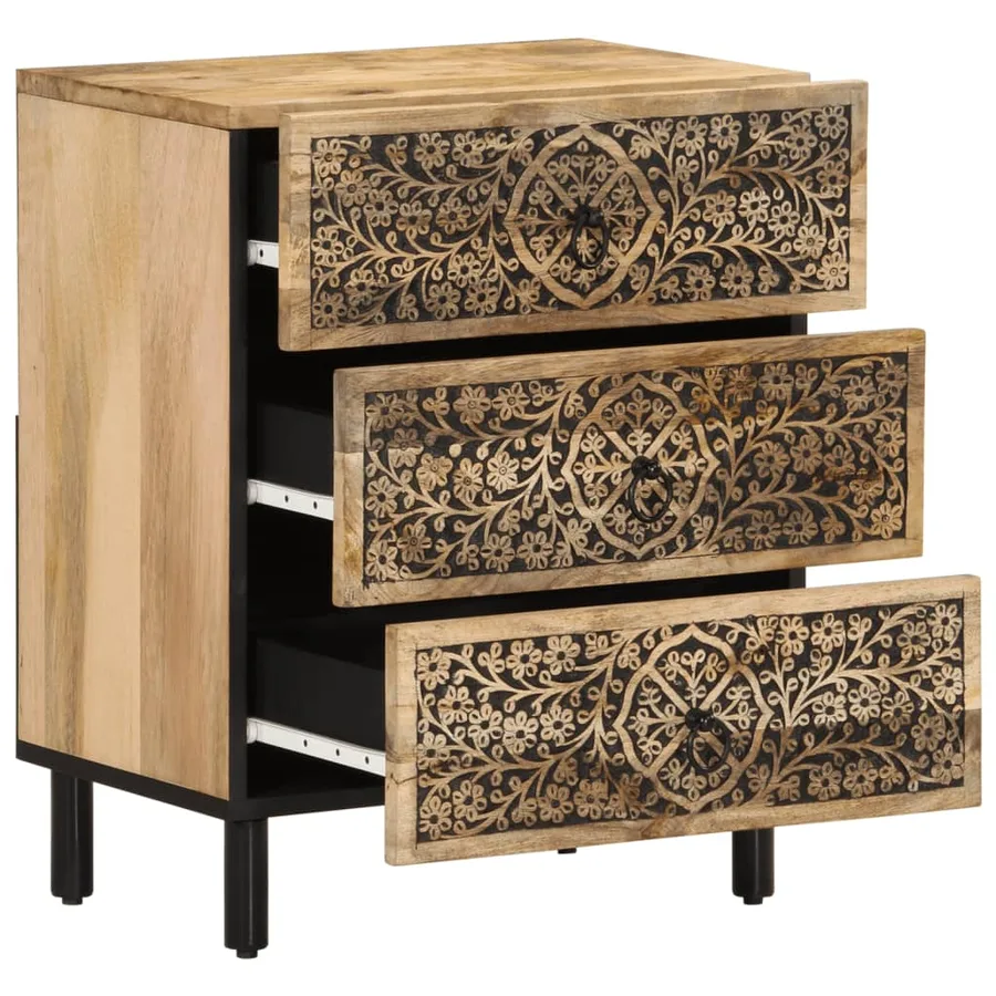 Table de chevet 50x33x60 cm bois de manguier massif - 4