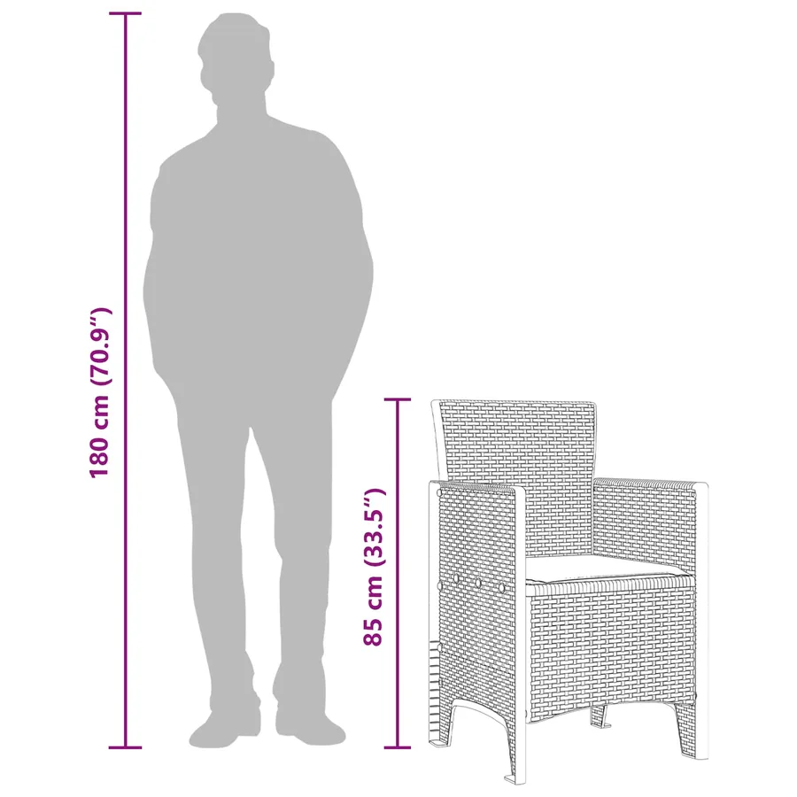 Chaise de jardin 2 pcs Blanc 53 x 49 x 85 cm Polypropylène - 12