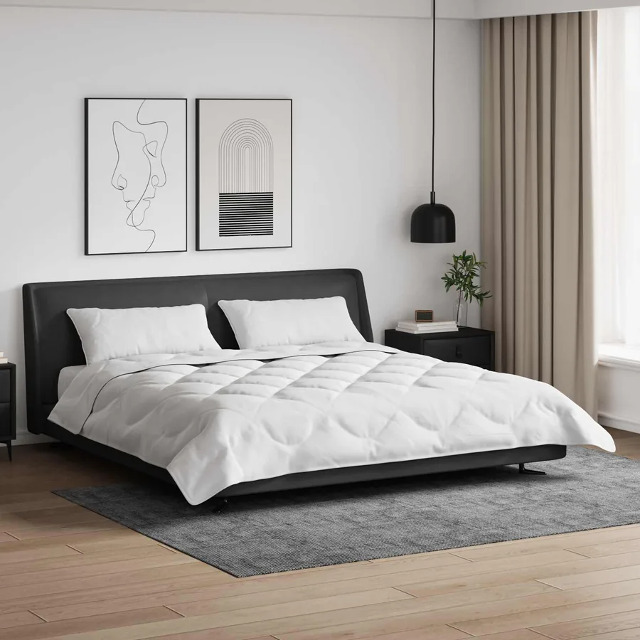 Duvet d'été simple avec oreiller 3 pcs Blanc Microfibre