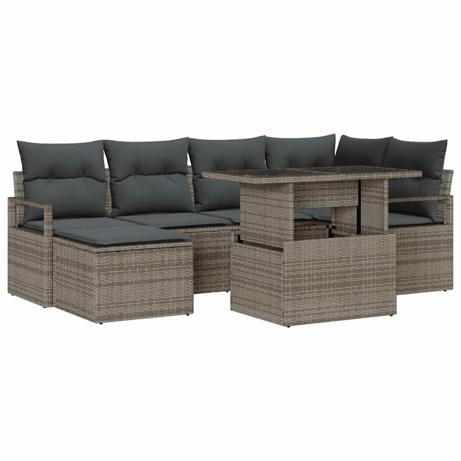 Ensemble de canapé de jardin avec coussin 7 pcs Gris - 2