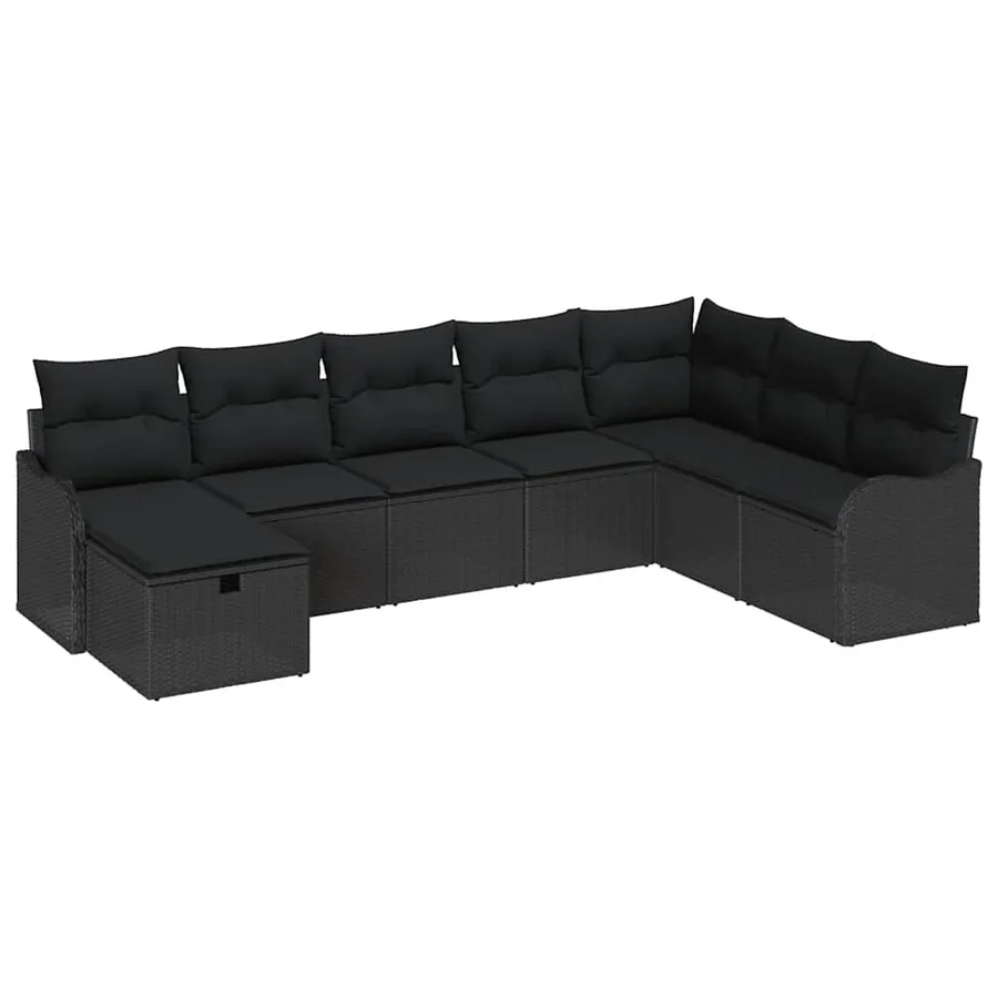 Ensemble de Canapés avec coussin avec stockage Noir polyrotin - 2