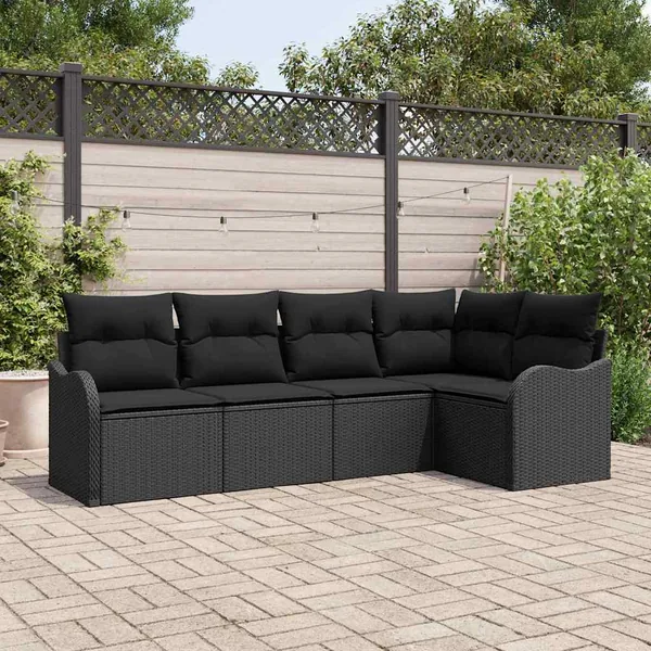 Ensemble de canapé de jardin Noir polyrotin