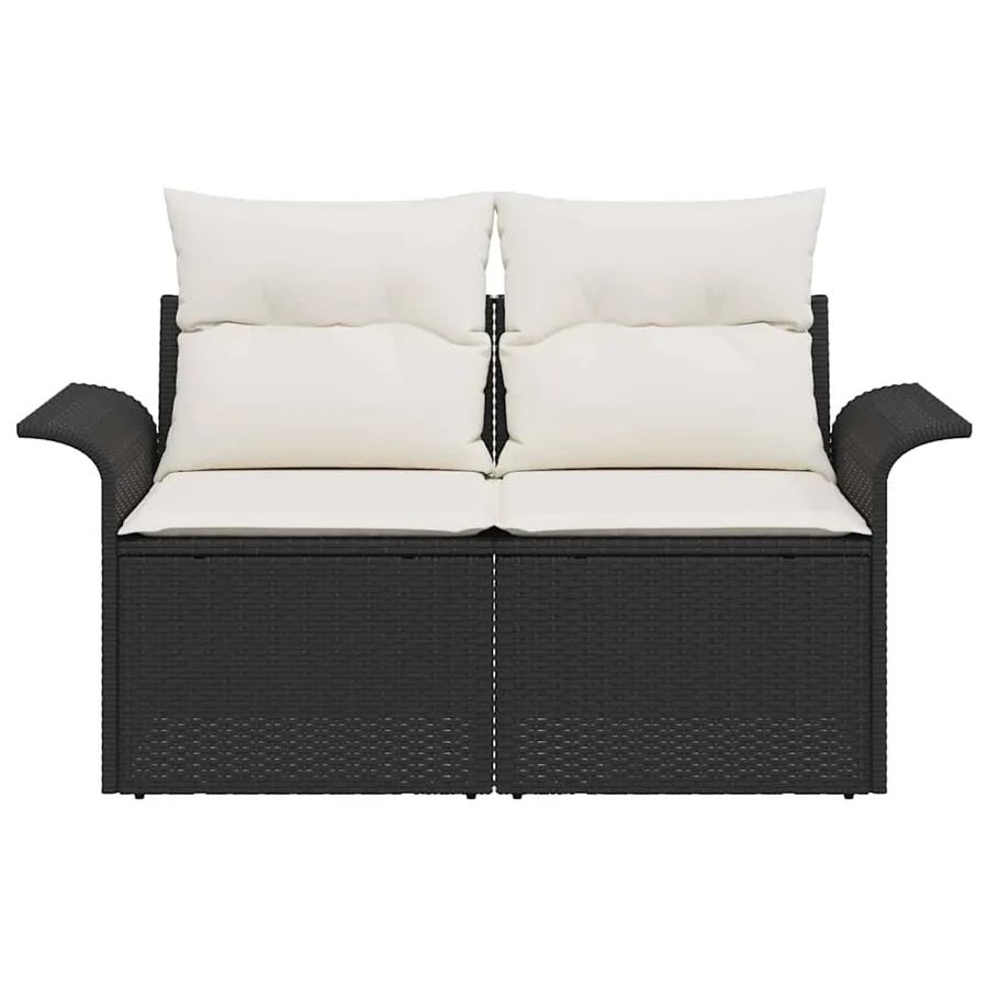 Canapé de jardin avec coussin Noir 141 x 62 x 69 cm polyrotin - 5