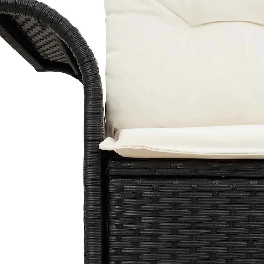 Canapé de jardin avec coussin Noir 141 x 62 x 69 cm polyrotin - 7