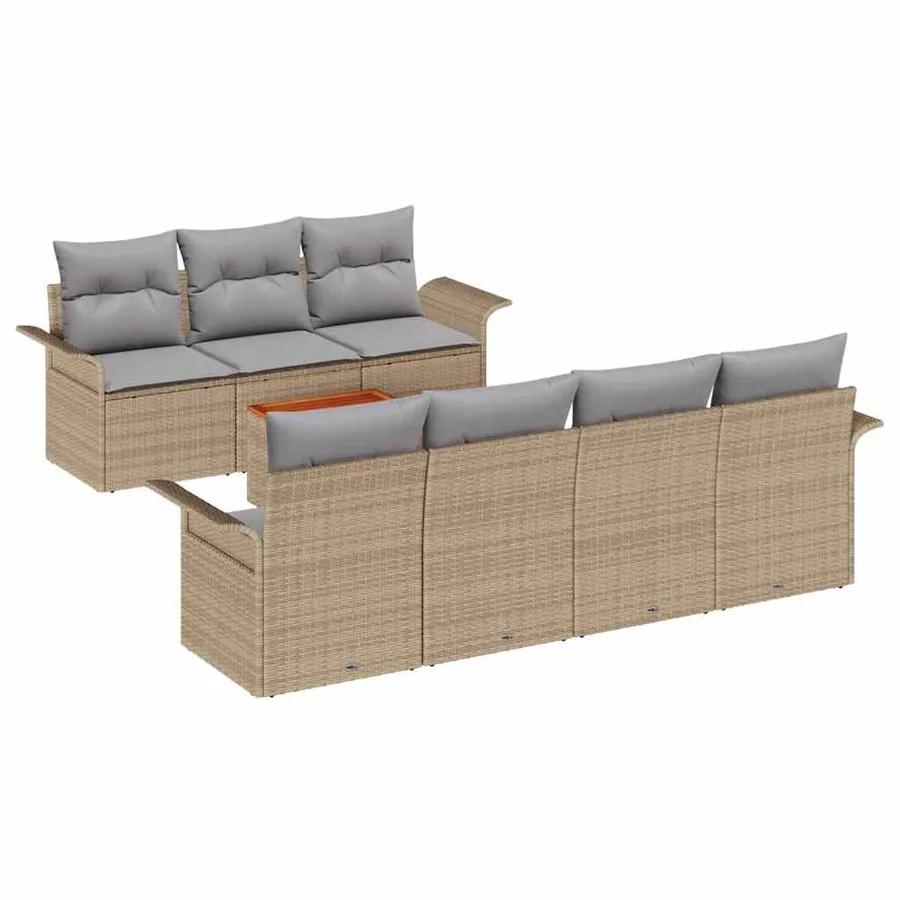 Ensemble de canapé de jardin 8 pcs Beige et Gris clair - 2