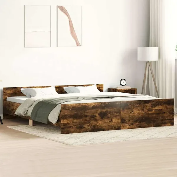 Cadre de lit sans matelas chêne fumé 160x200 cm