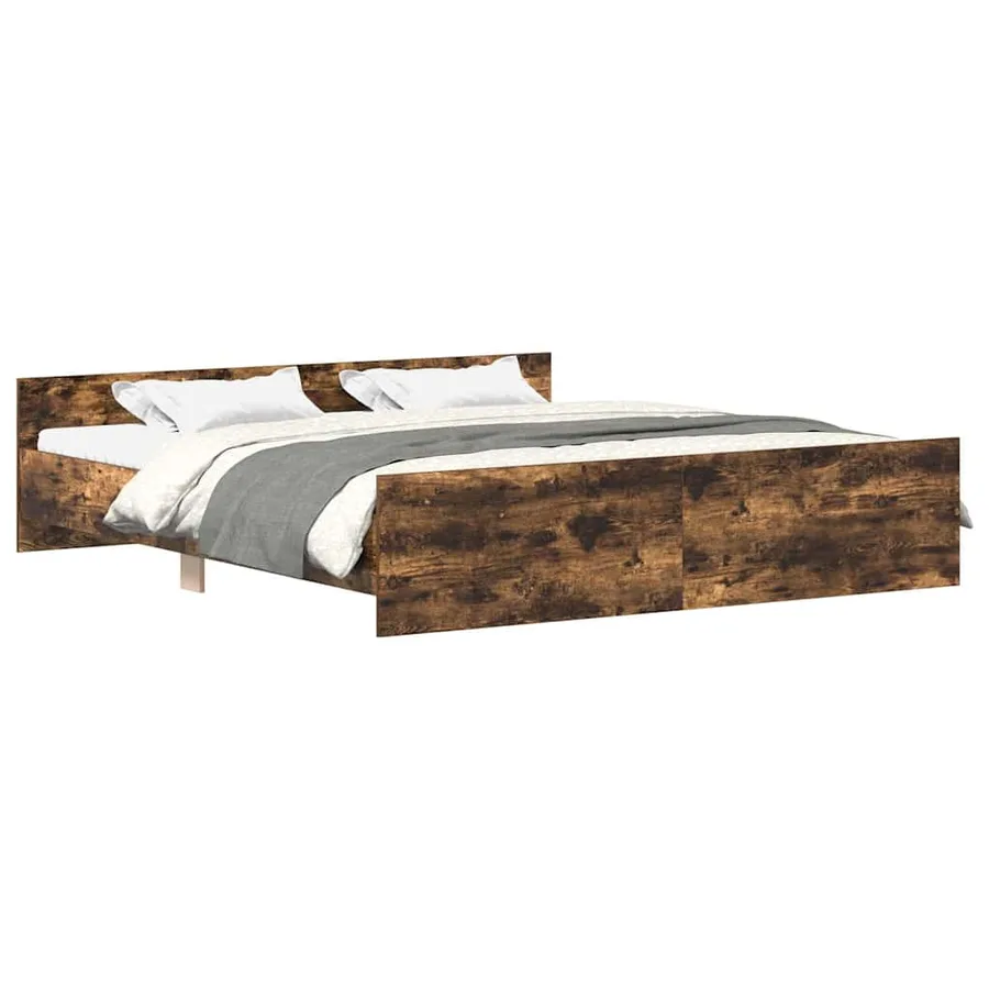 Cadre de lit sans matelas chêne fumé 160x200 cm - 2