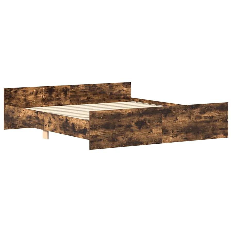 Cadre de lit sans matelas chêne fumé 160x200 cm - 4