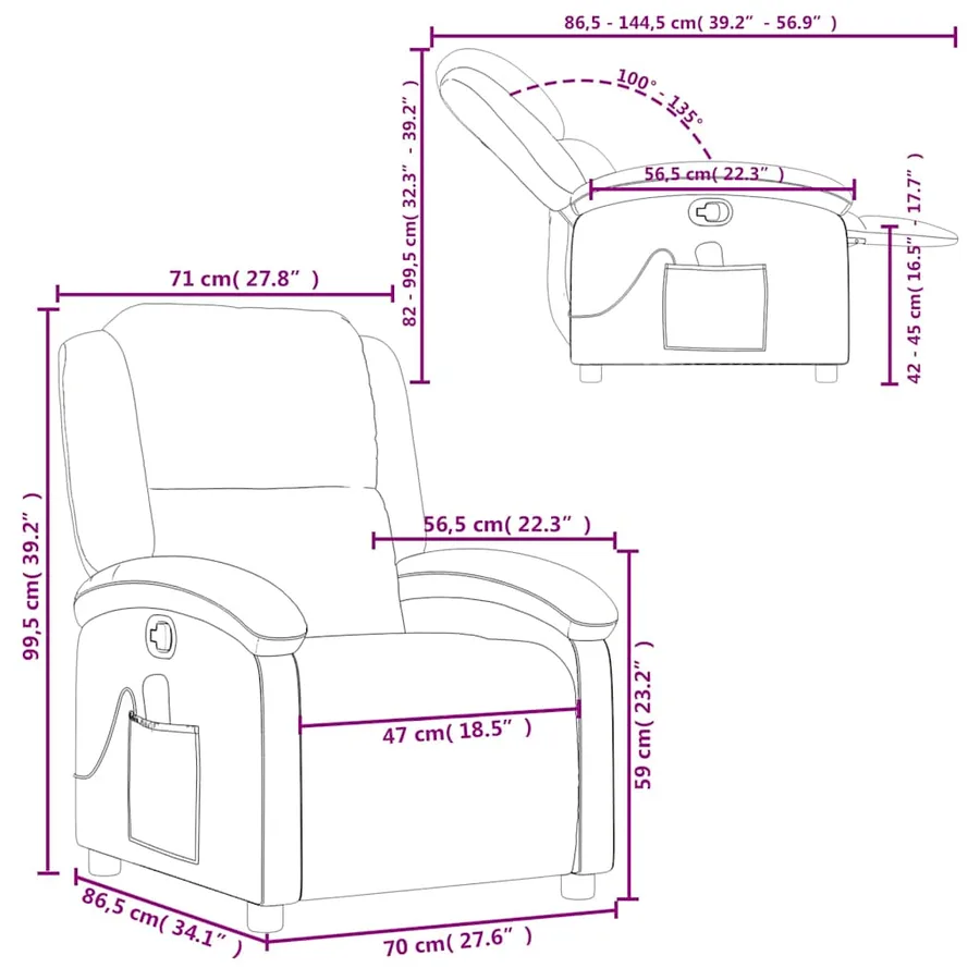 Fauteuil de massage inclinable Rouge bordeaux Similicuir - 13