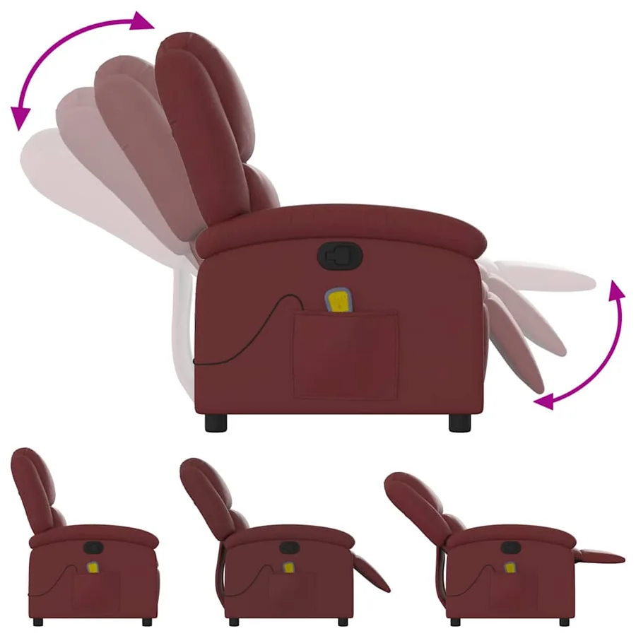 Fauteuil de massage inclinable Rouge bordeaux Similicuir - 7