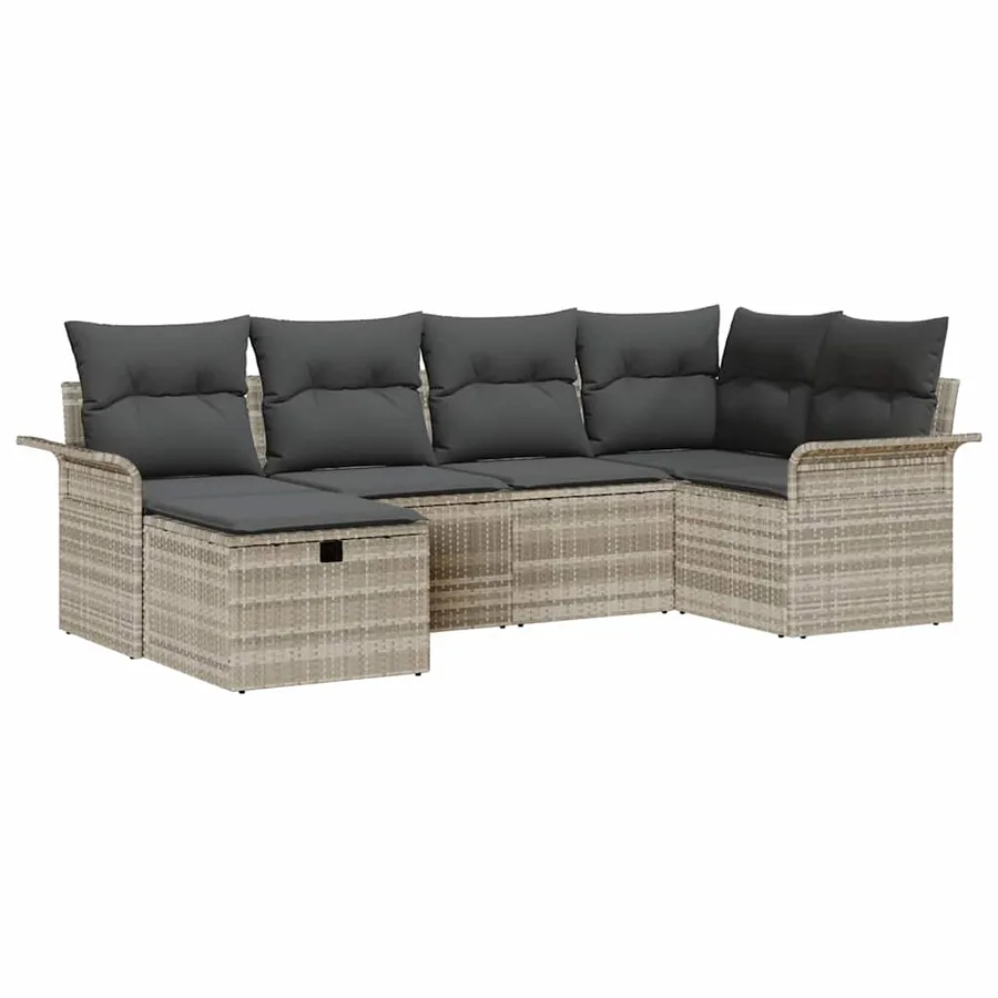 Ensemble de canapé de jardin 6 pcs Gris clair polyrotin - 2