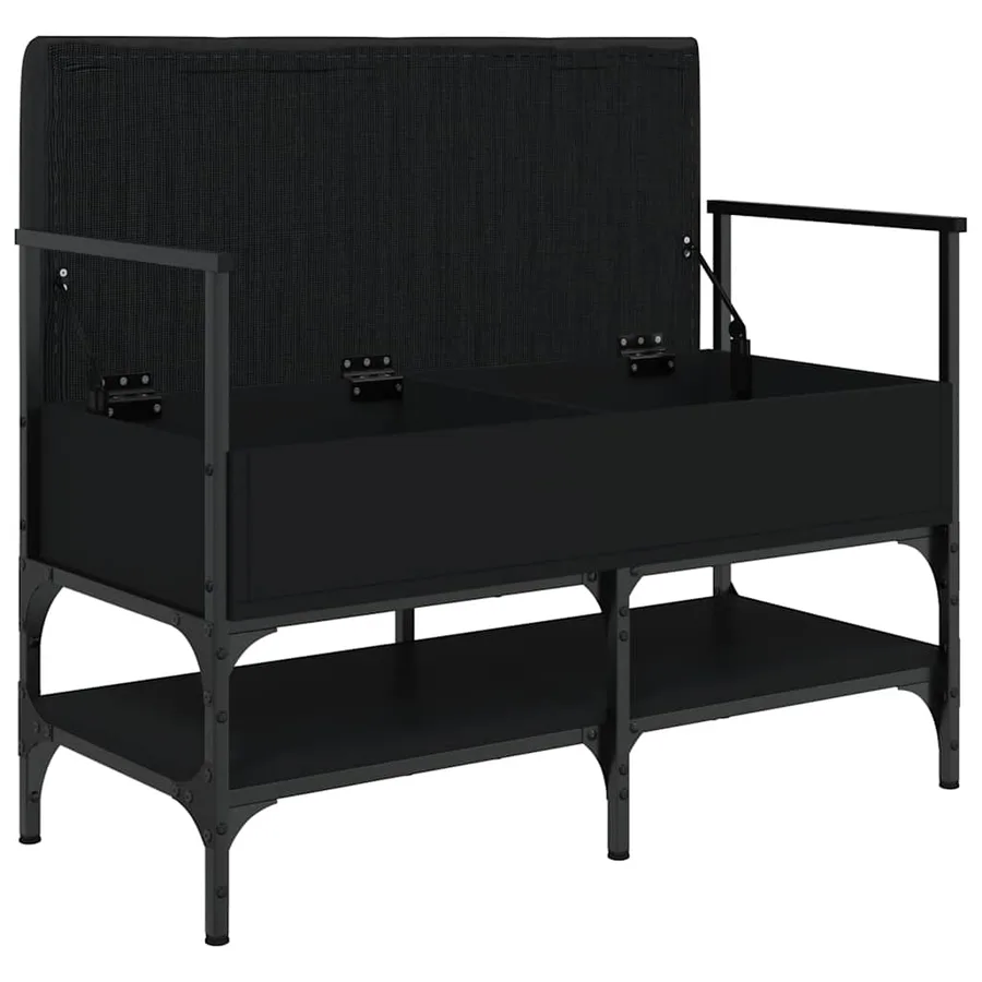 Banc à chaussures noir 85,5x42x57,5 cm bois d'ingénierie - 5