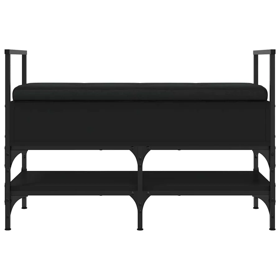Banc à chaussures noir 85,5x42x57,5 cm bois d'ingénierie - 6