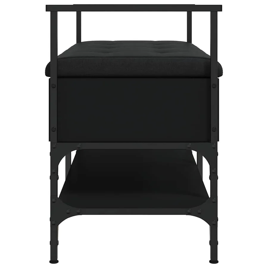 Banc à chaussures noir 85,5x42x57,5 cm bois d'ingénierie - 7