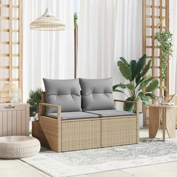 Canapé de jardin avec coussin 120 x 62 x 69 cm polyrotin