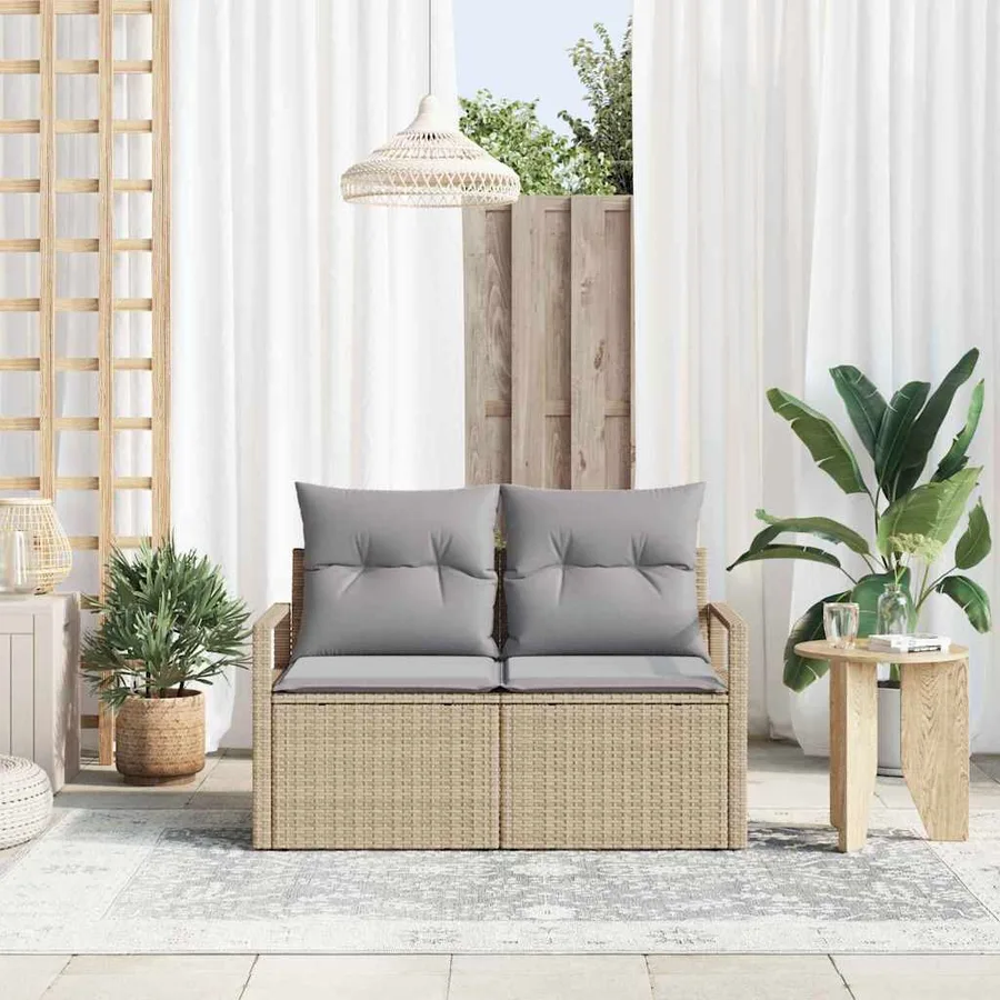 Canapé de jardin avec coussin 120 x 62 x 69 cm polyrotin - 3