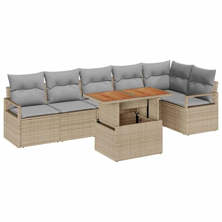Ensemble de canapé de jardin 7 pc 6-Nombre de places - 2
