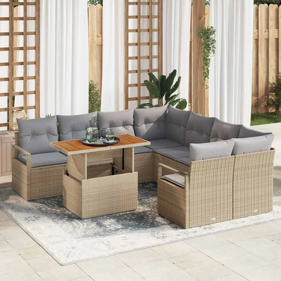 Ensemble de canapé de jardin 9 pc 8-Nombre de places