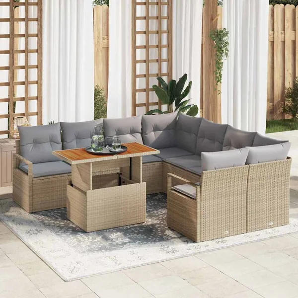 Ensemble de canapé de jardin 9 pc 8-Nombre de places