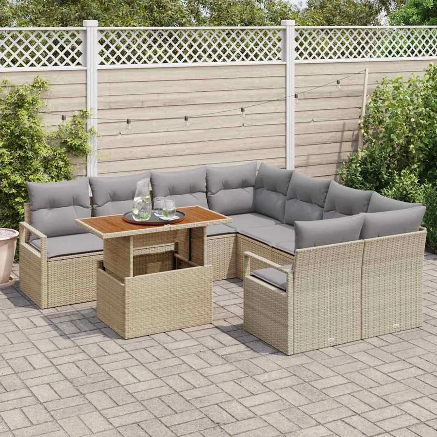 Ensemble de canapé de jardin 9 pc 8-Nombre de places - 3