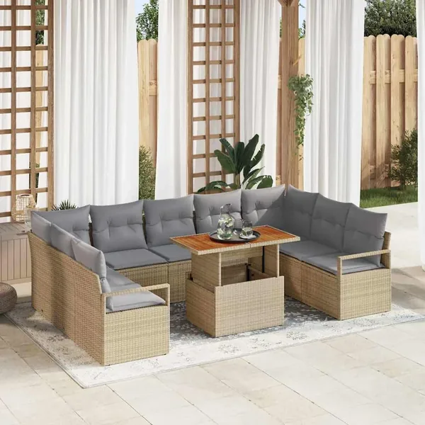Ensemble de canapé de jardin 10 pc 9-Nombre de places