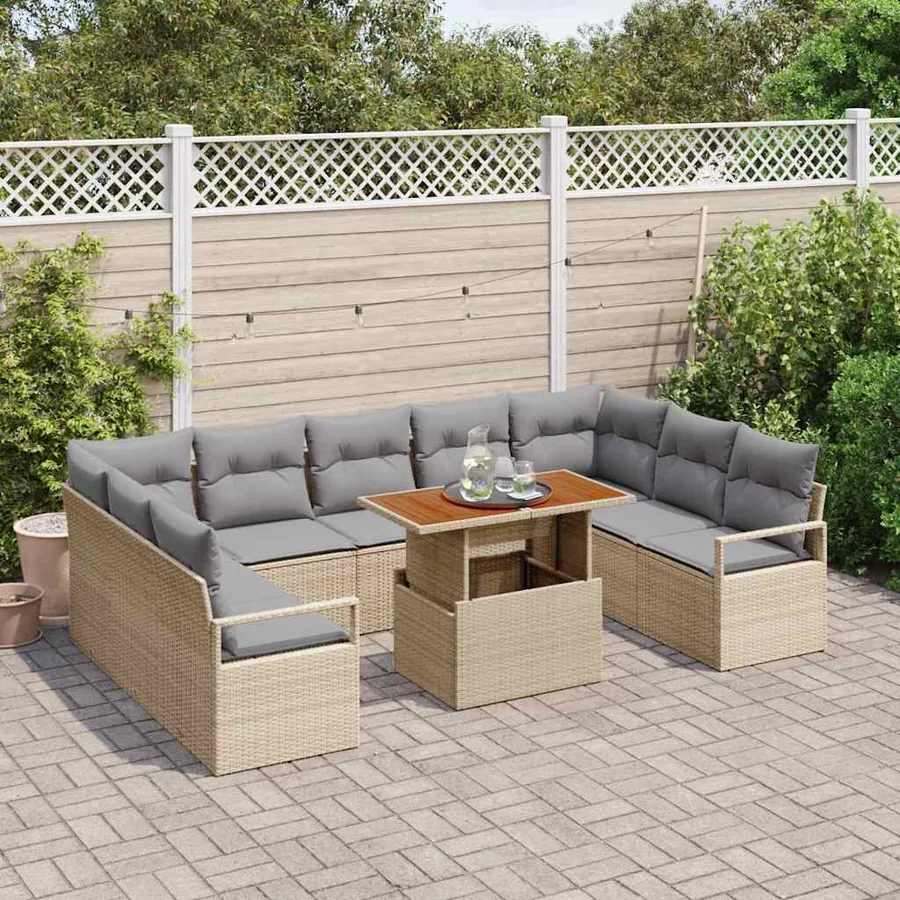 Ensemble de canapé de jardin 10 pc 9-Nombre de places - 3