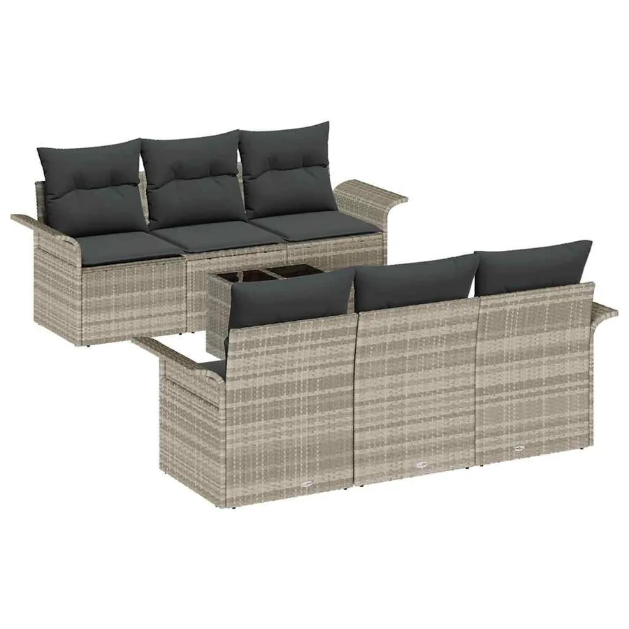 Ensemble de canapé de jardin 7 pcs Gris clair et gris foncé - 2