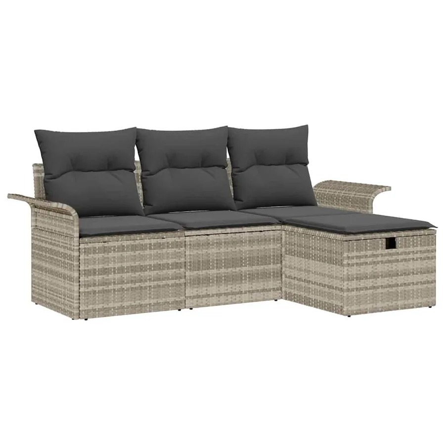 Ensemble de canapé de jardin avec coussin 4 pcs Poly rotin - 2