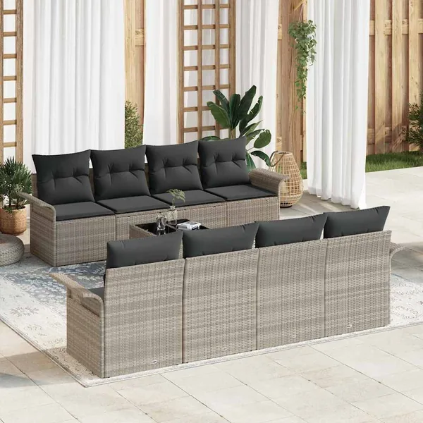 Ensemble de canapé de jardin 9 pcs Gris clair et gris foncé