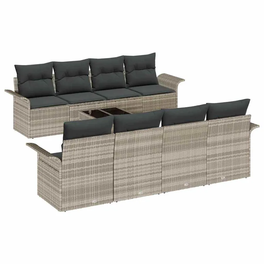 Ensemble de canapé de jardin 9 pcs Gris clair et gris foncé - 2