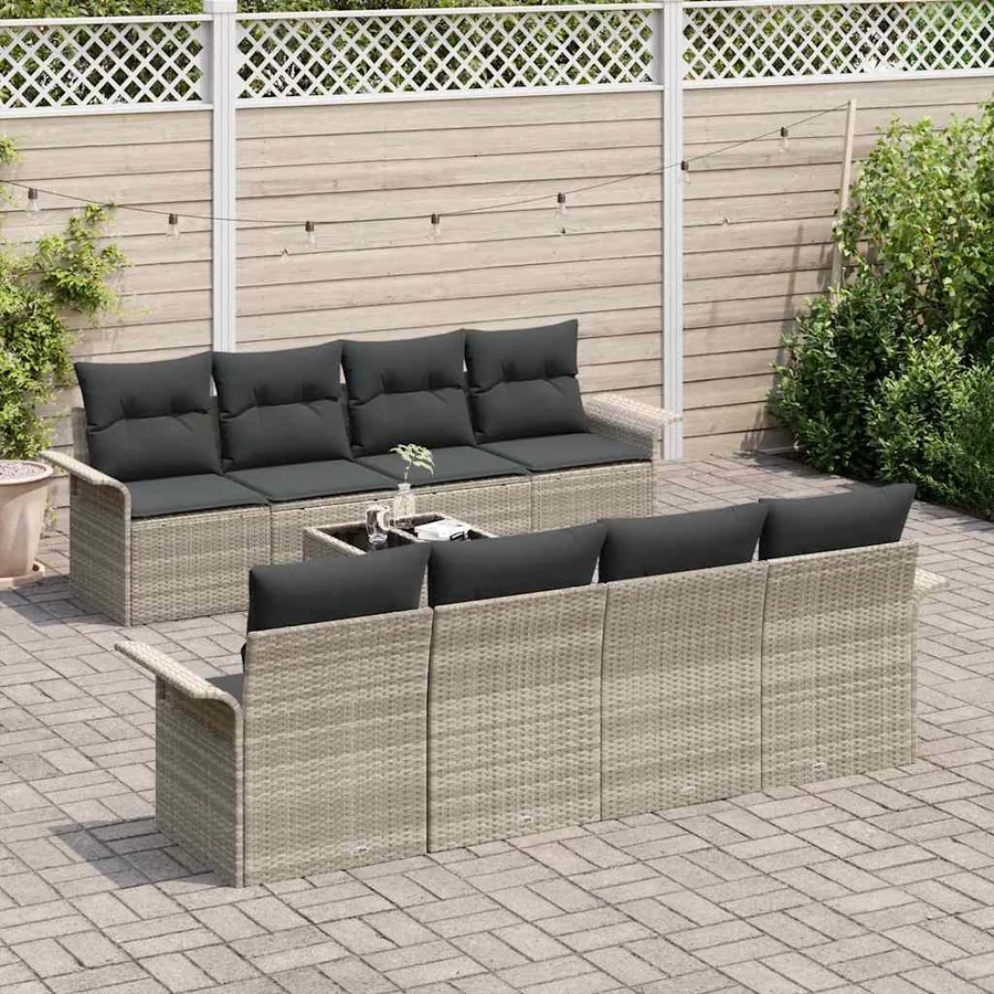 Ensemble de canapé de jardin 9 pcs Gris clair et gris foncé - 3