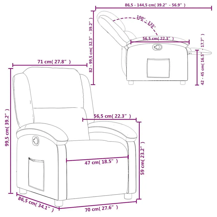 Fauteuil inclinable Gris Similicuir - 12