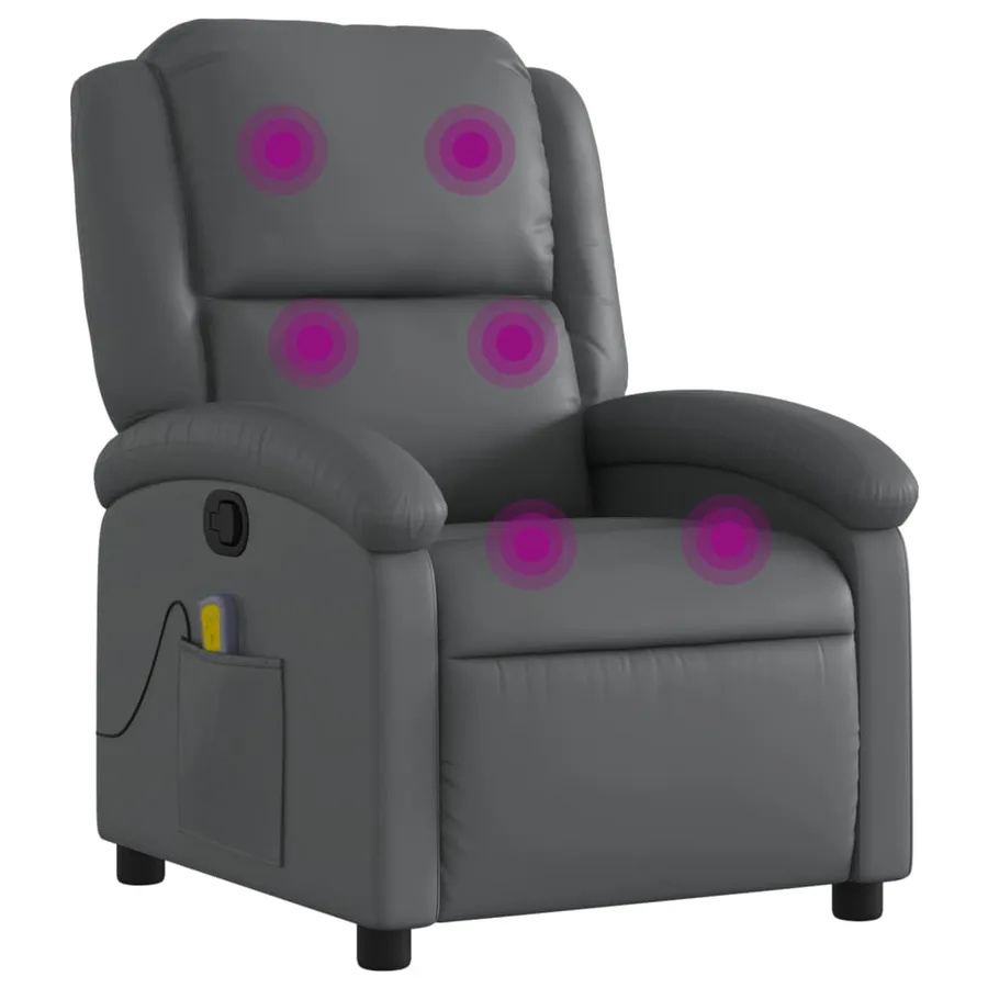 Fauteuil de massage inclinable en similicuir gris - 2