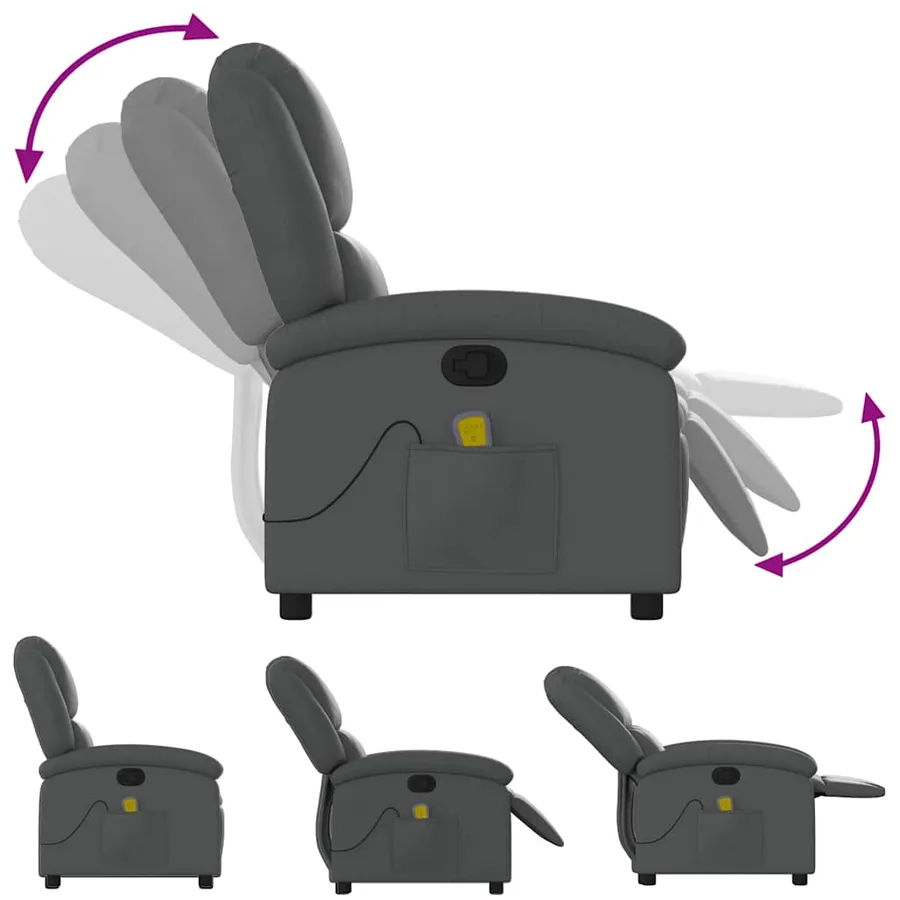 Fauteuil de massage inclinable en similicuir gris - 5