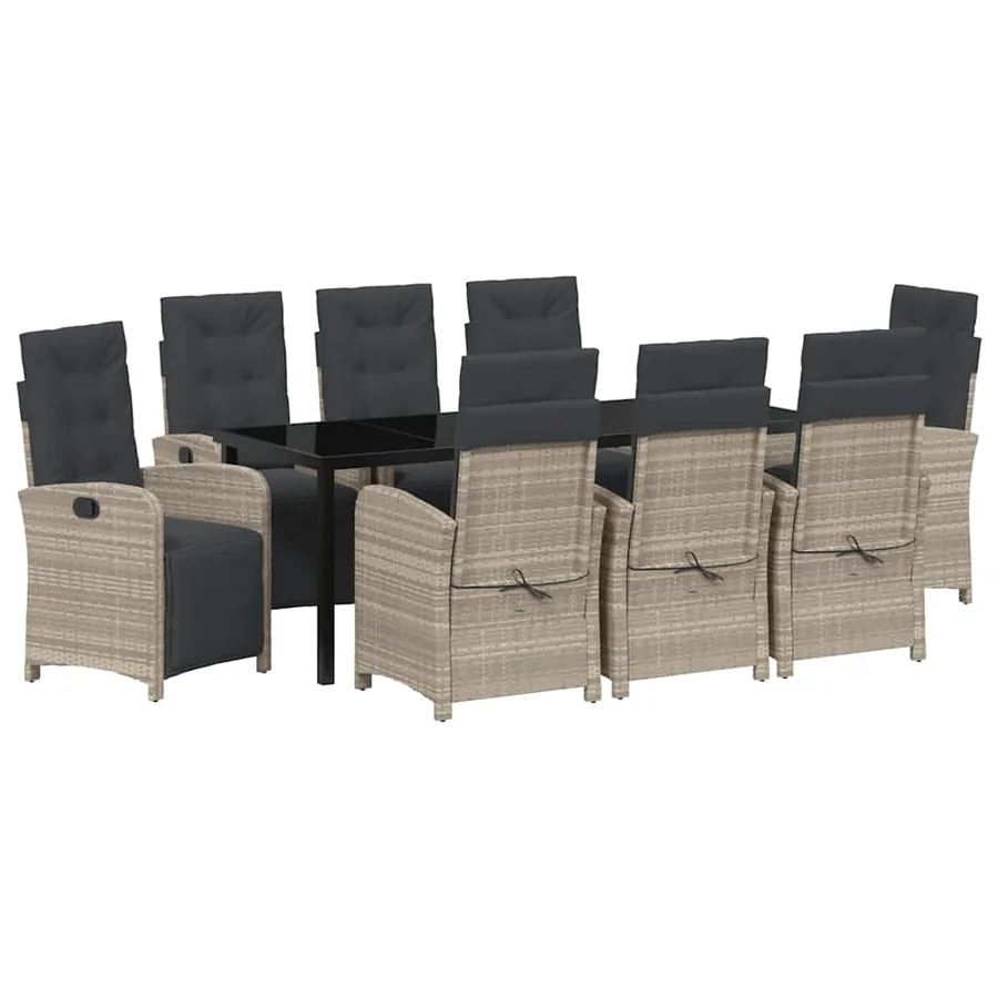 Ensemble de salle à manger pour jardin 9 pcs Gris clair - 2