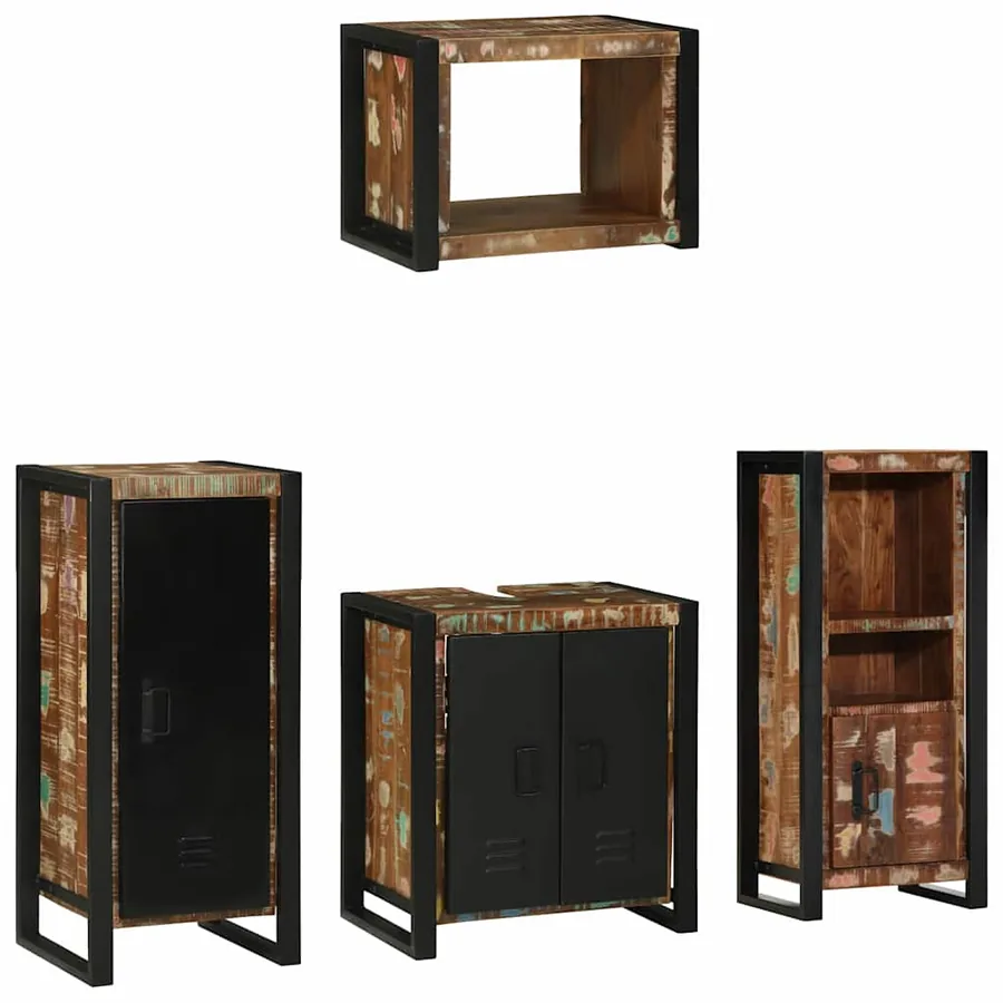 Ensemble de mobilier de salle de bain 4 pcs Bois Recyclé Solide