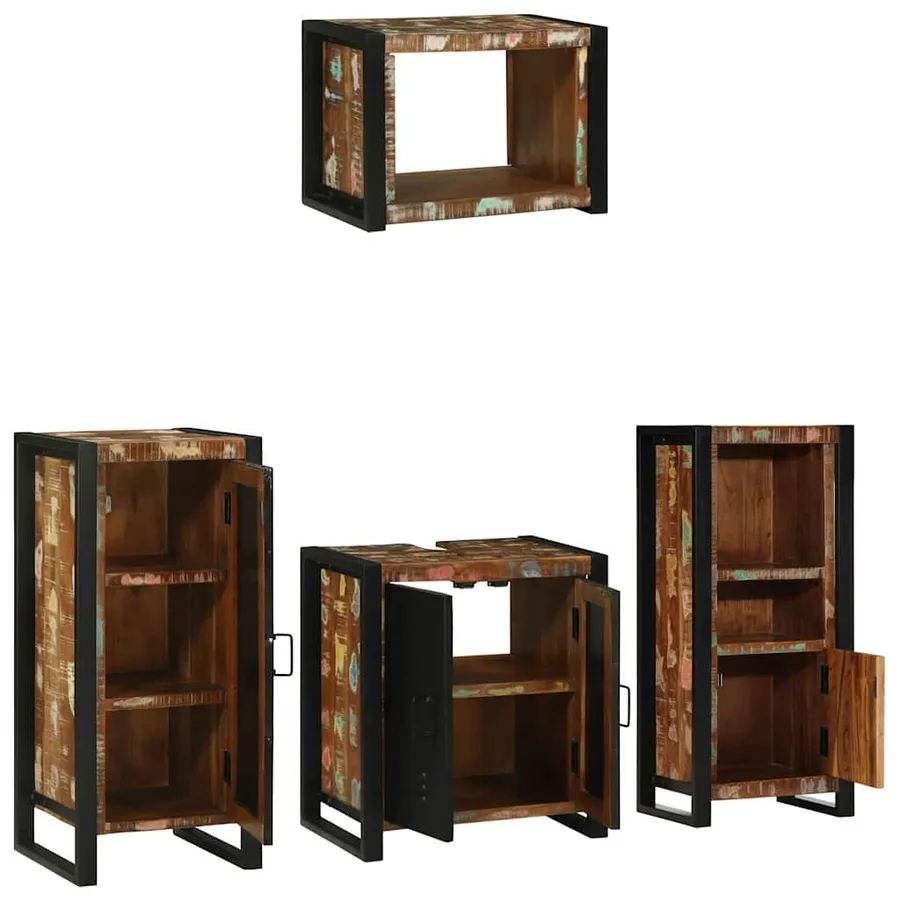 Ensemble de mobilier de salle de bain 4 pcs Bois Recyclé Solide - 3