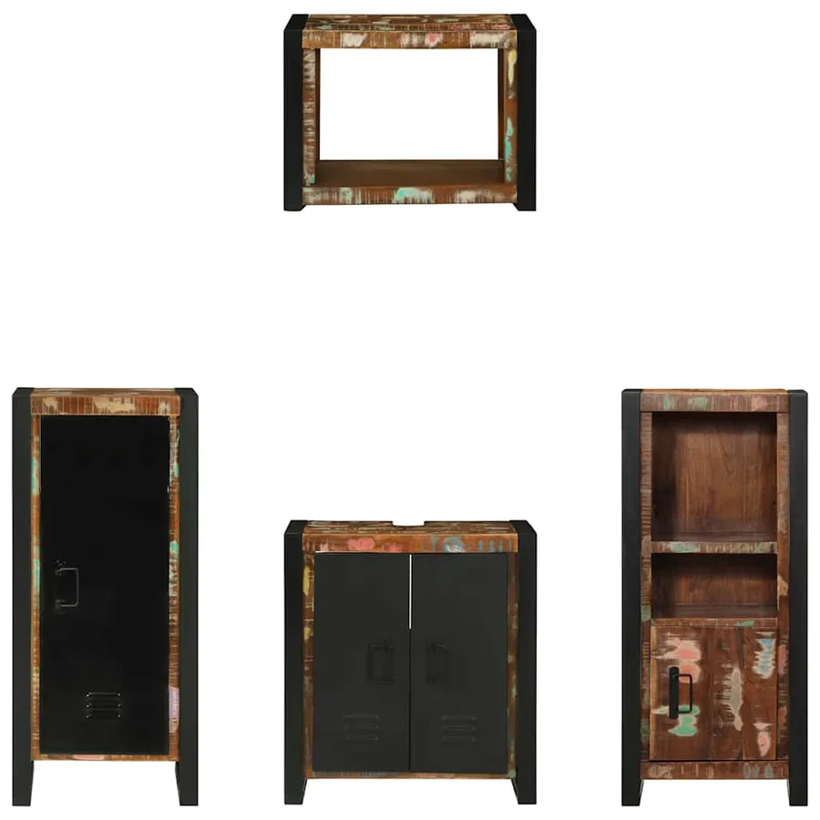 Ensemble de mobilier de salle de bain 4 pcs Bois Recyclé Solide - 7
