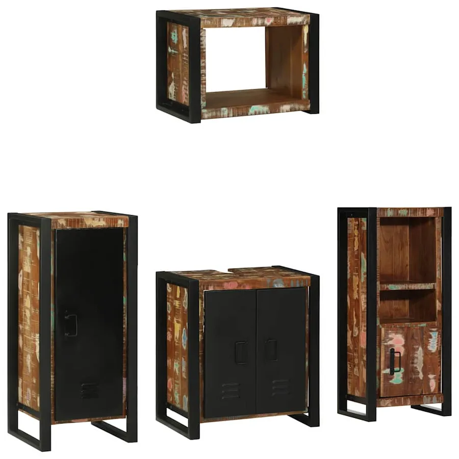 Ensemble de mobilier de salle de bain 4 pcs Bois Recyclé Solide - 9