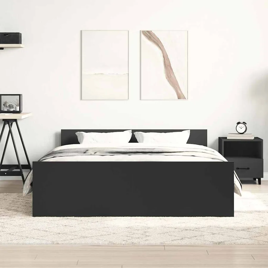 Cadre de lit sans matelas noir 135x190 cm - 3