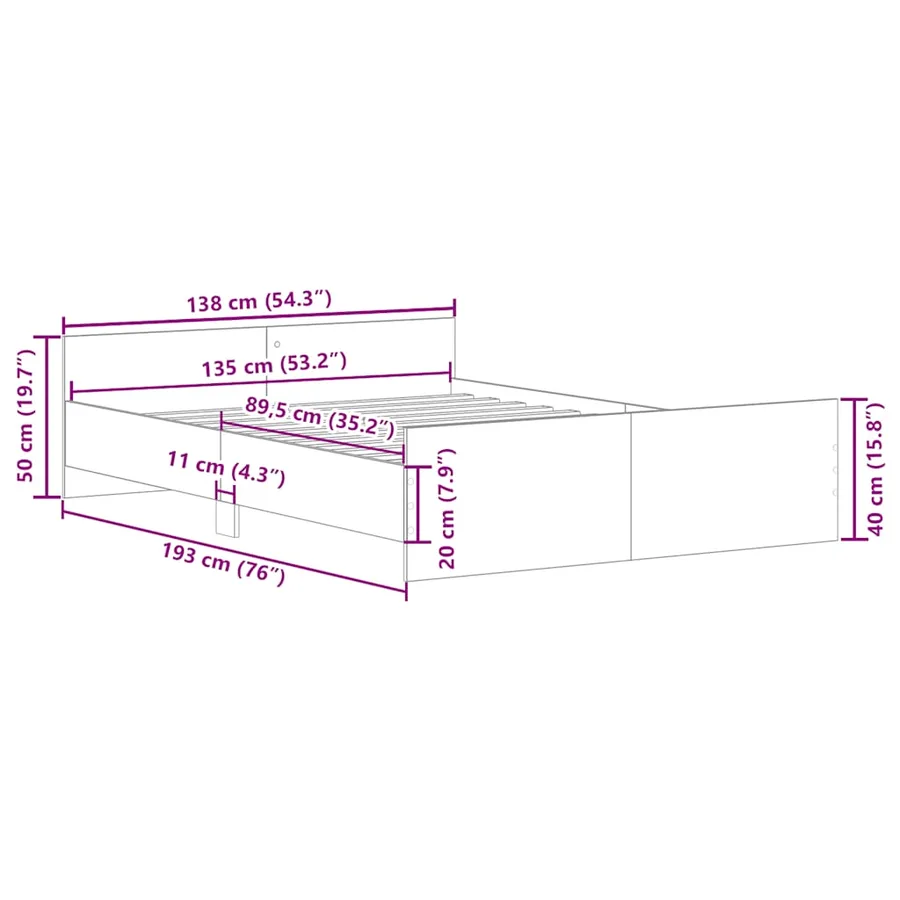 Cadre de lit sans matelas noir 135x190 cm - 8