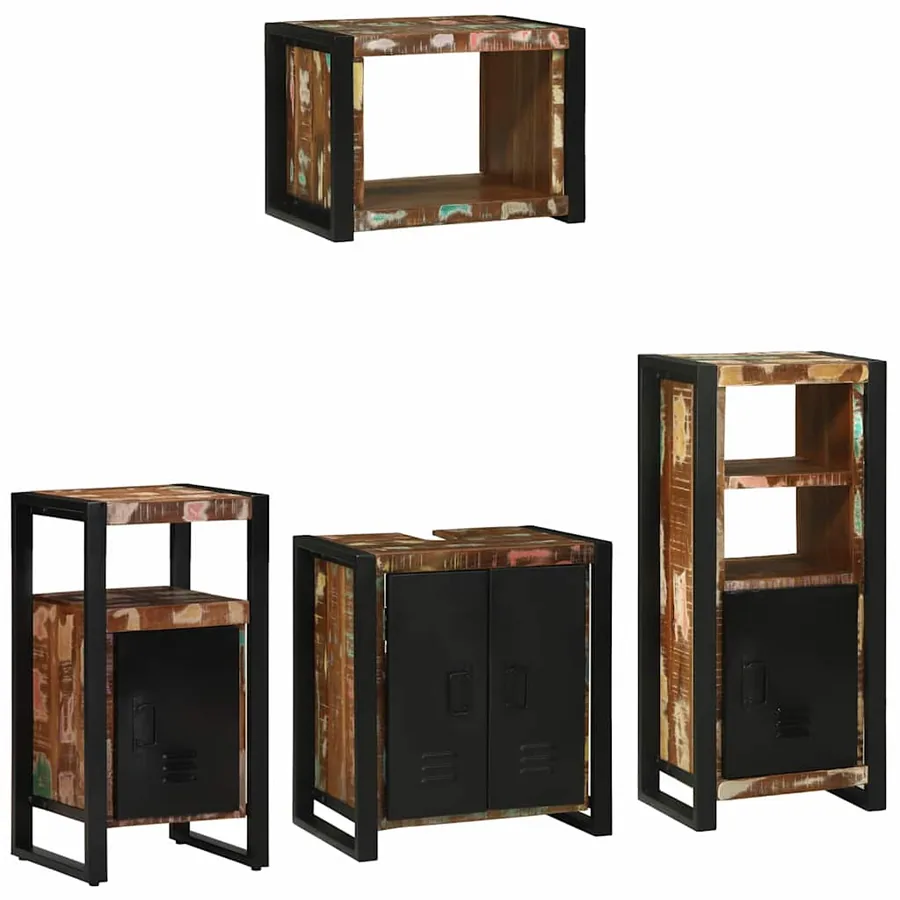 Ensemble de mobilier de salle de bain 4 pcs Bois Recyclé Solide - 2