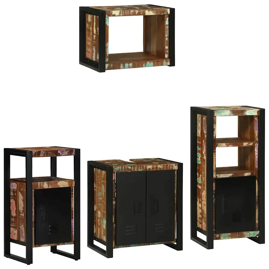 Ensemble de mobilier de salle de bain 4 pcs Bois Recyclé Solide - 3