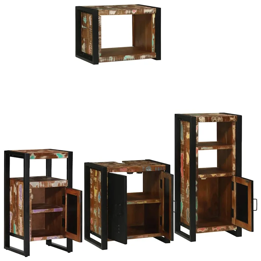 Ensemble de mobilier de salle de bain 4 pcs Bois Recyclé Solide - 4