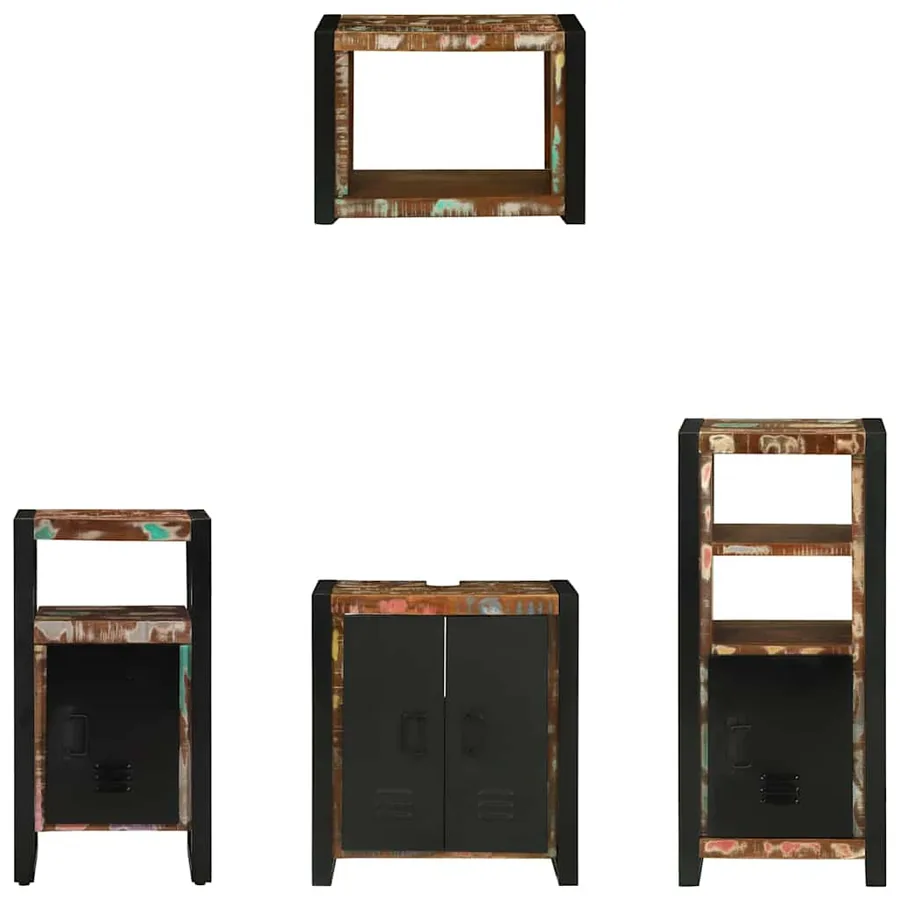Ensemble de mobilier de salle de bain 4 pcs Bois Recyclé Solide - 9
