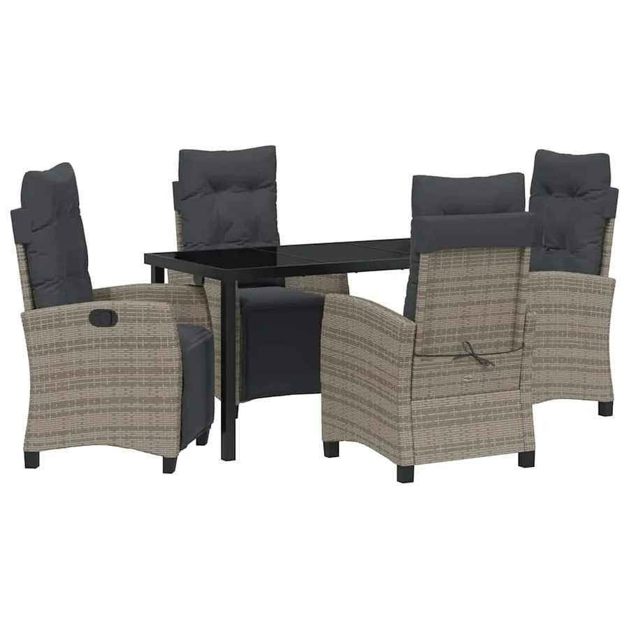 Ensemble de salle à manger pour jardin 5 pcs Gris polyrotin - 2